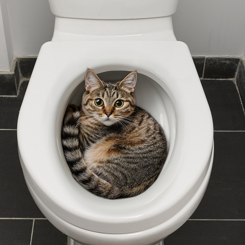 Jet Home Bathroom Accessories - Pegatina 3D Divertida de Gato para