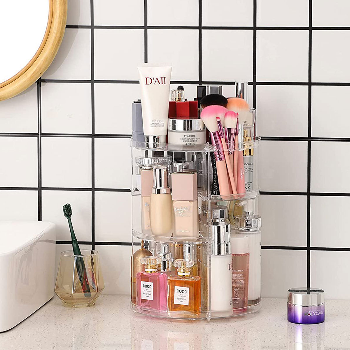 Home Goods Bathroom Cabinets - Organizador de Cosméticos Giratorio de 360