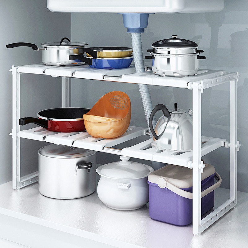 Home Goods Bathroom Cabinets - Organizador Bajo Fregadero de 2 Niveles,