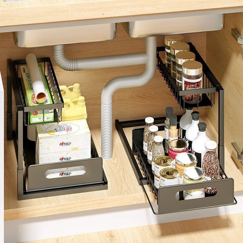 Organizador extraíble de 2 niv - Home Goods Bathroom Cabinets reseña y precio