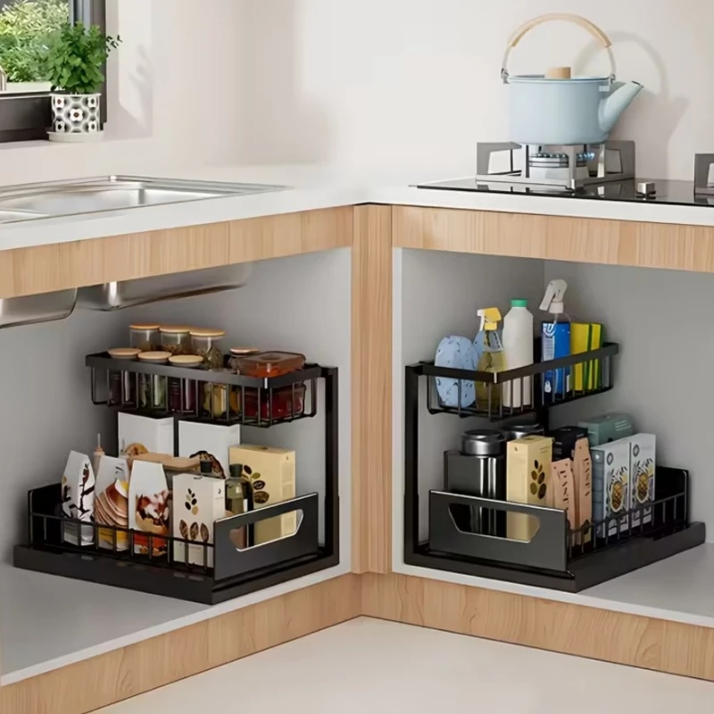 Organizador extraíble de 2 niv - Home Goods Bathroom Cabinets reseña y precio