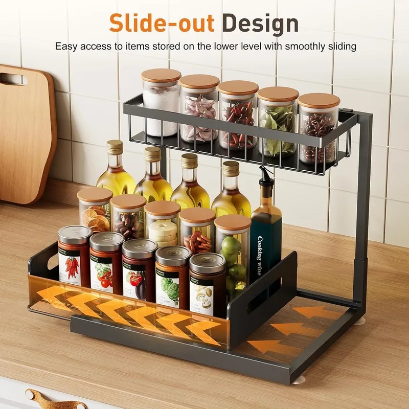 Organizador extraíble de 2 niv - Home Goods Bathroom Cabinets reseña y precio