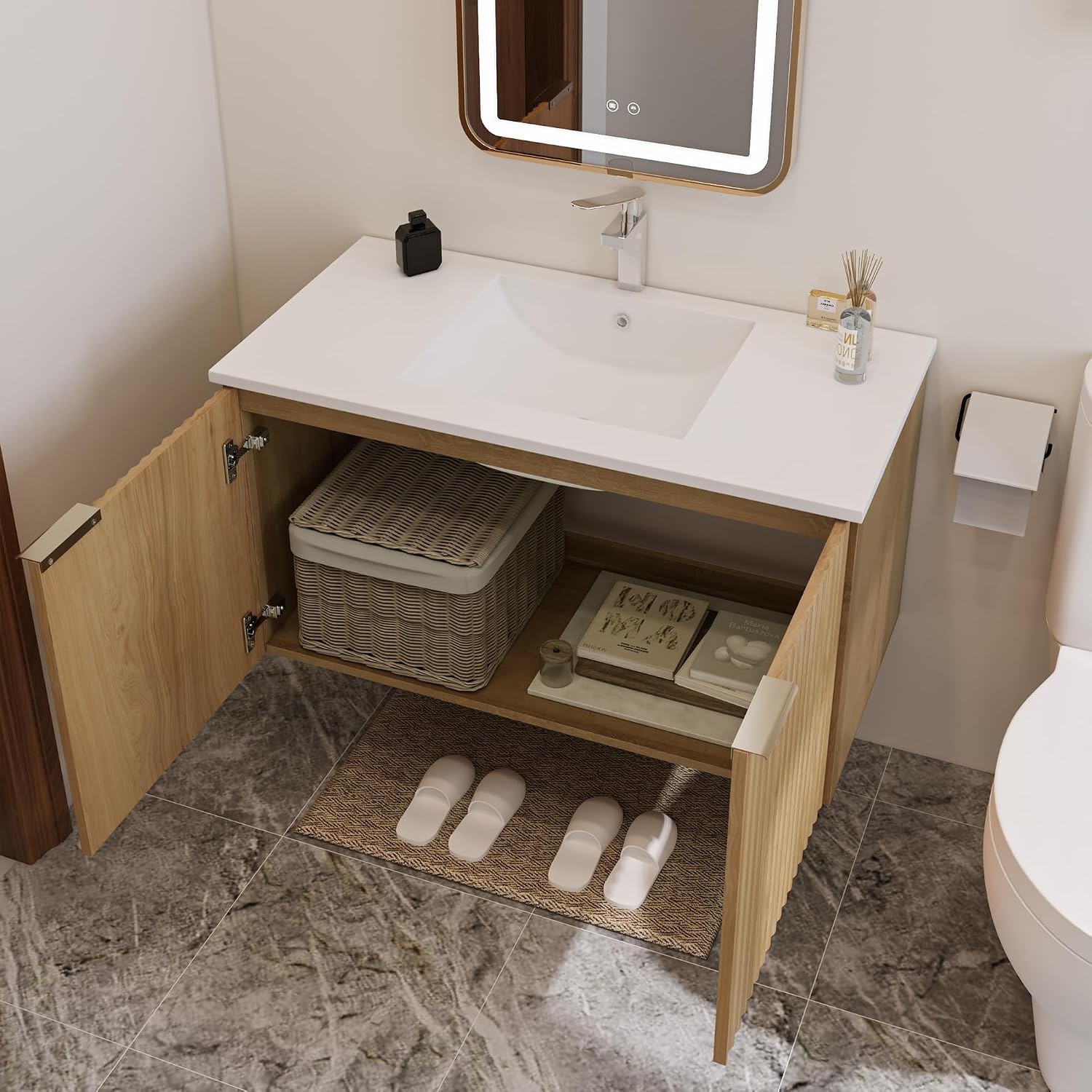 Mueble de Baño Flotante Modern - Home Bathroom Organizer reseña y precio