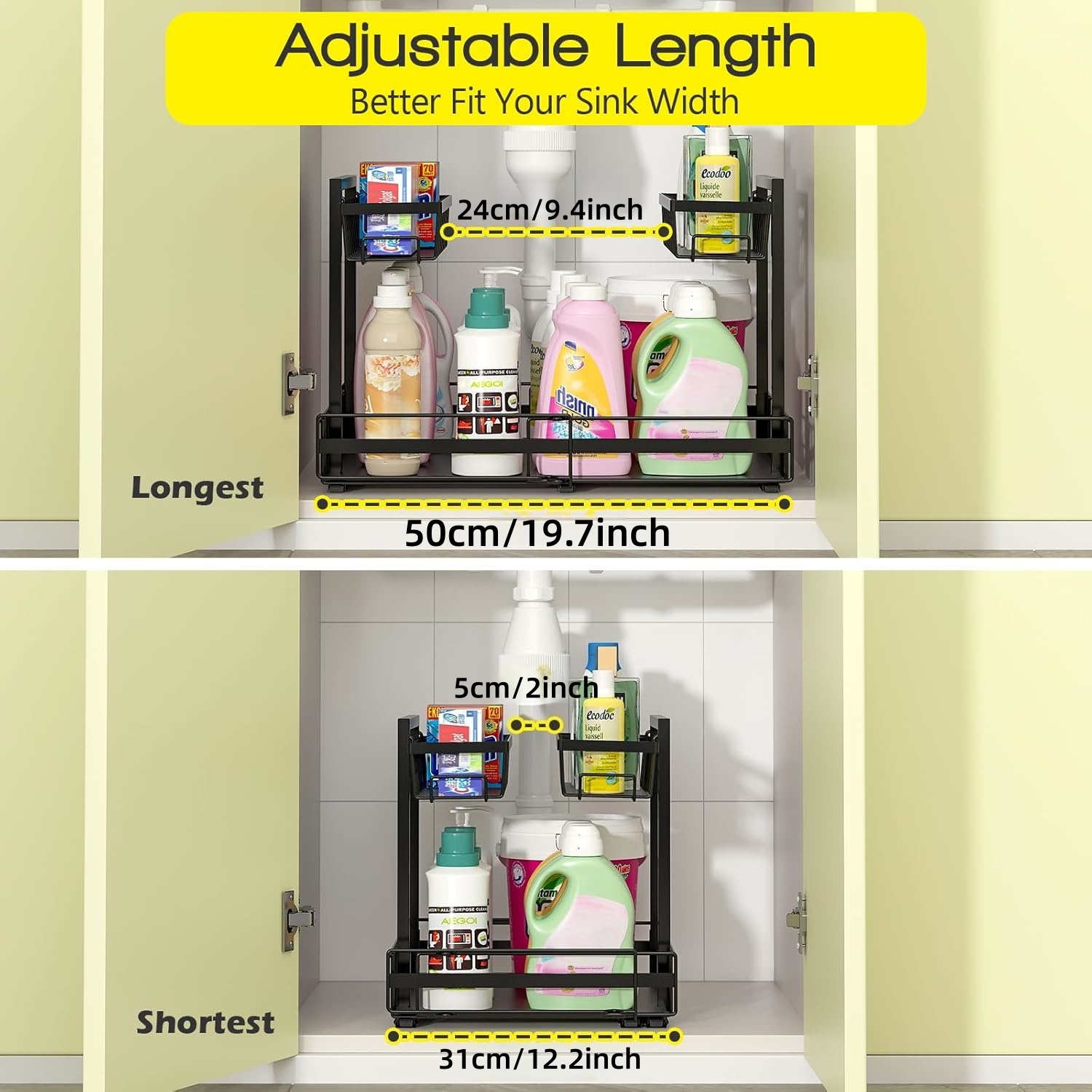 Organizador extensible de 2 ni - Home Goods Bathroom Cabinets reseña y precio