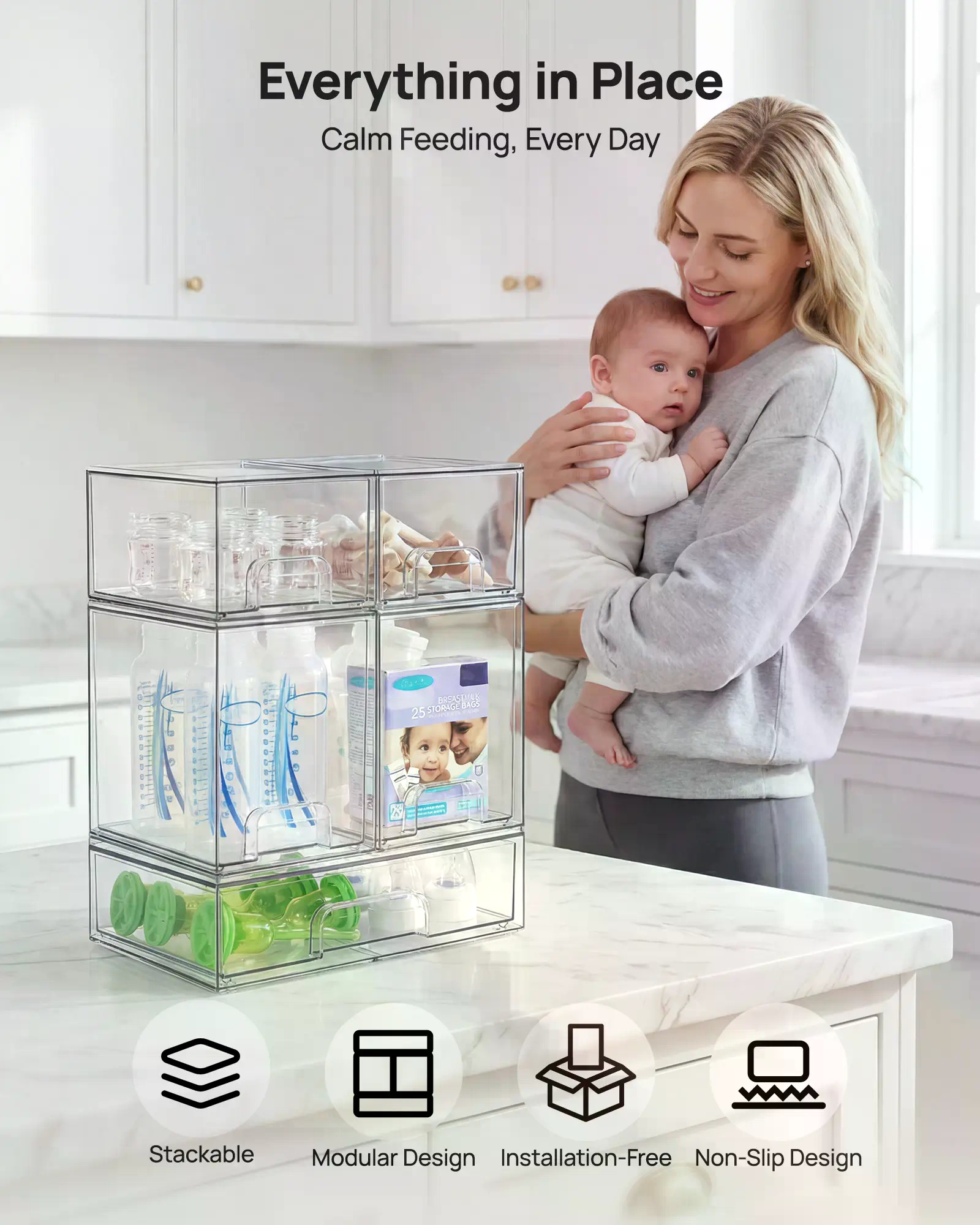 Paquete de 5/8 estantes apilab - Home Bathroom Organizer reseña y precio